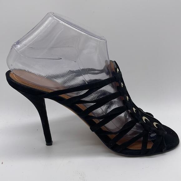 Givenchy Zenaide Suede Nautical Eyelet Heels Caged Gladiator Black Size 38 8 - Picture 5 of 13